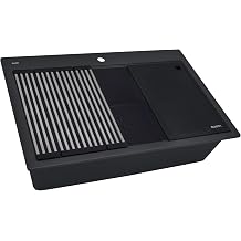 Ruvati 33-inch Granite Composite Quartz Workstation Matte Black Drop-in Topmount Kitchen Sink - RVG1306BK