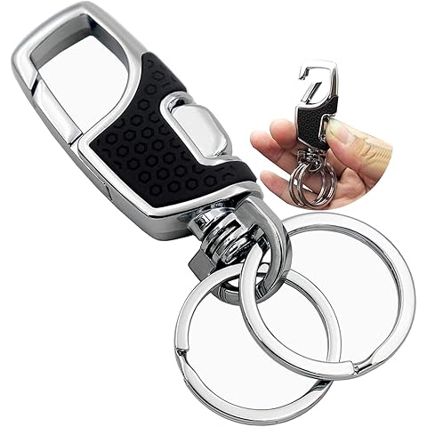 Lancher Key Chain with (2 Extra Key Rings and Gift Box) Heavy Duty Car Keychain for Men and Women - Black