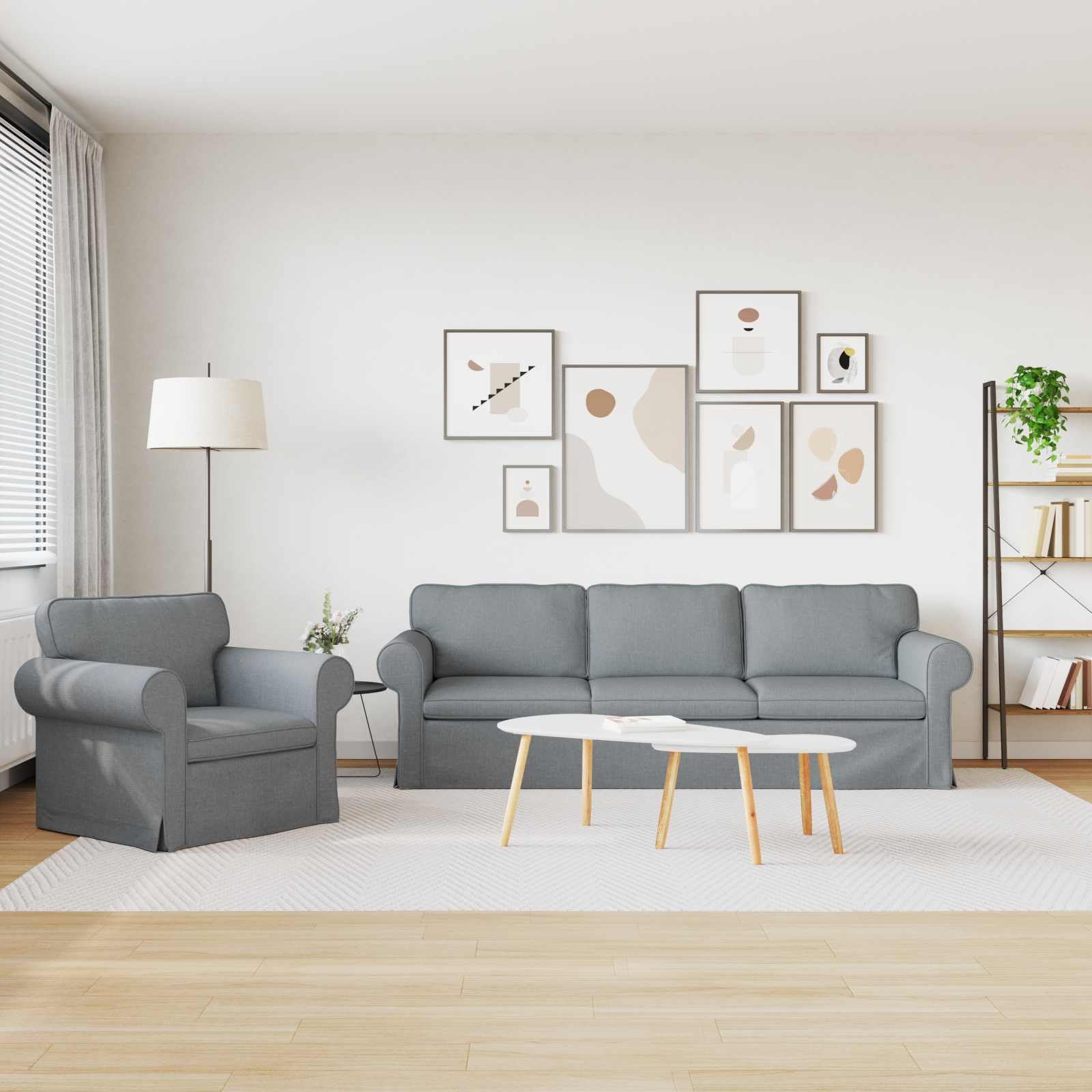 Jasnoszara sofa zestaw 2 szt., 245 x 82 x 80 cm, z materiału, sofa narożna jako meble tapicerowane do salonu, pokoju gościnnego, pokoju młodzieżowego, metalowa rama z wygodnym siedziskiem