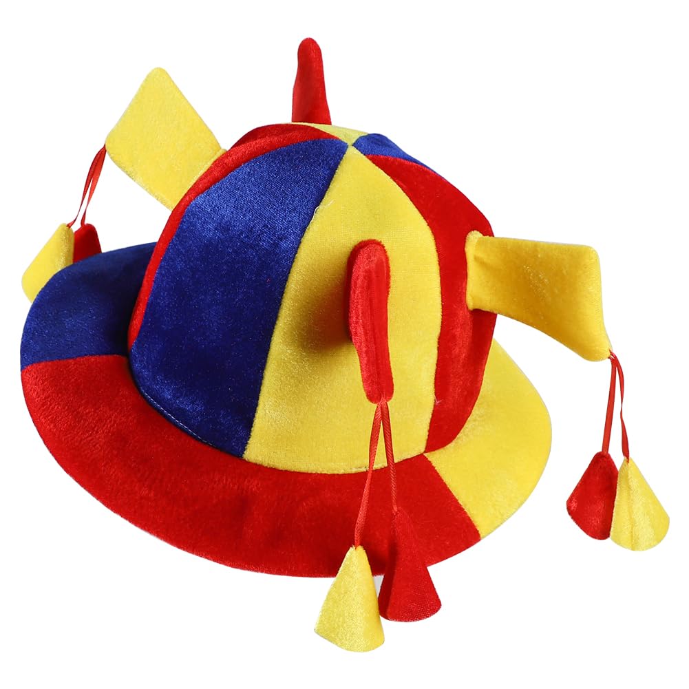 haozaikeji Funny Clown Costume Hat Multi-Coloured Jester Hat Halloween Fancy Dress Joker Hat Plush Party Props for Carnival Performance Cosplay Comedy Dress Up Hats - Image 3