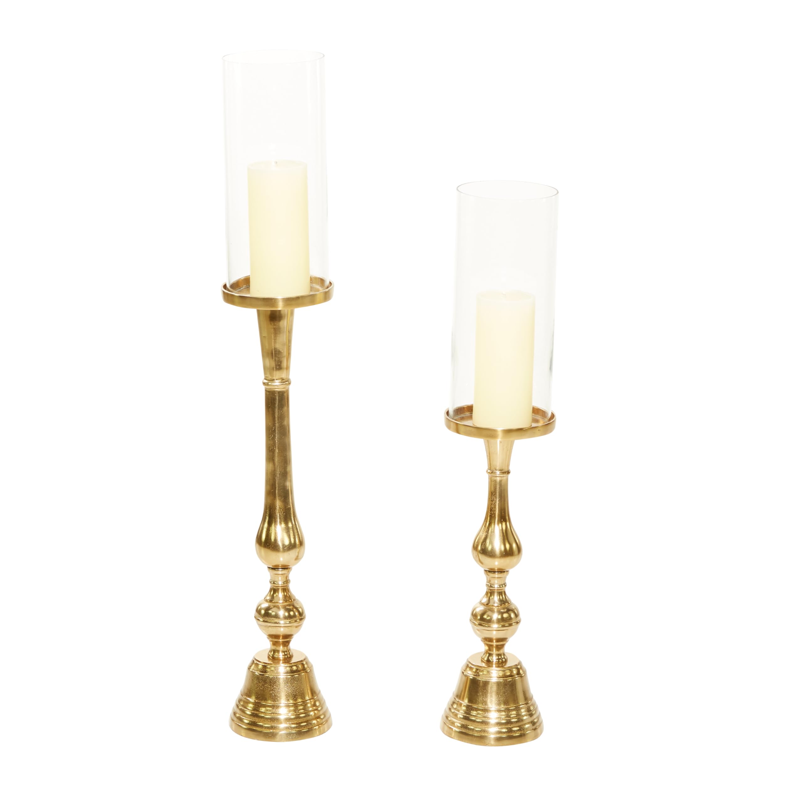 Photo 1 of **ONLY 1 STAND WITH NO GLASS** Deco 79 Aluminum Hurricane Lamp, 15" Gold