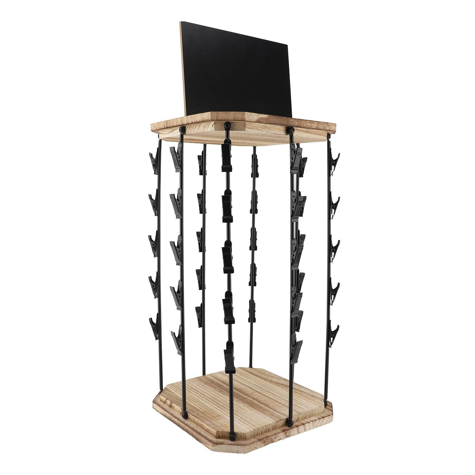 Candy Display -Rack, 5 Stufen 40 Clips Chip Rack Display Ständer, 360 Grad Rotierender Snack -Organizer mit Holzbasis für Büroschreibtisch -Arbeitsplatte