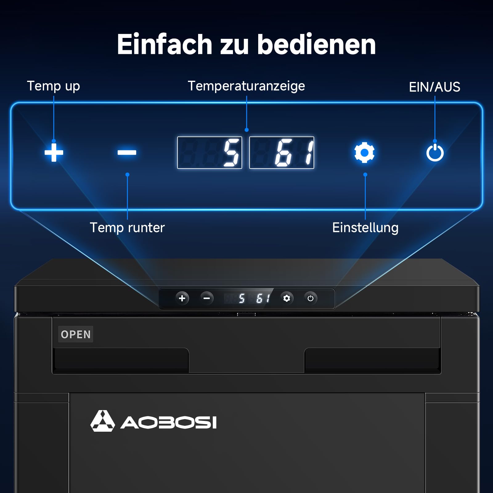 AAOBOSI 83L Kompressor Kühlbox, Wohnmobil Kühlschrank mit APP-Steuerung, 12/24V DC, Kühlbox Auto mit LED-Leuchten, bis -20℃ Kompressor Kühlschrank für Auto, LKW, Boot, Reisemobil, Camping und Reisen