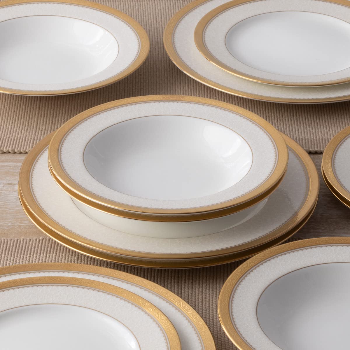 Amazon.com | Noritake Odessa Gold 12-Piece Dinnerware Set, Service