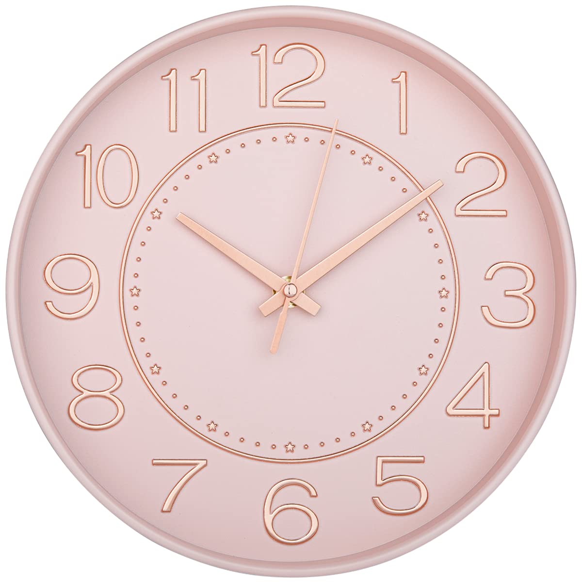 HZDHCLH Wall Clock 10 Inch Silent Non Ticking Clock Round Wall Decor,Wall Clocks for Living Room Kitchen Office (Pink Gold)
