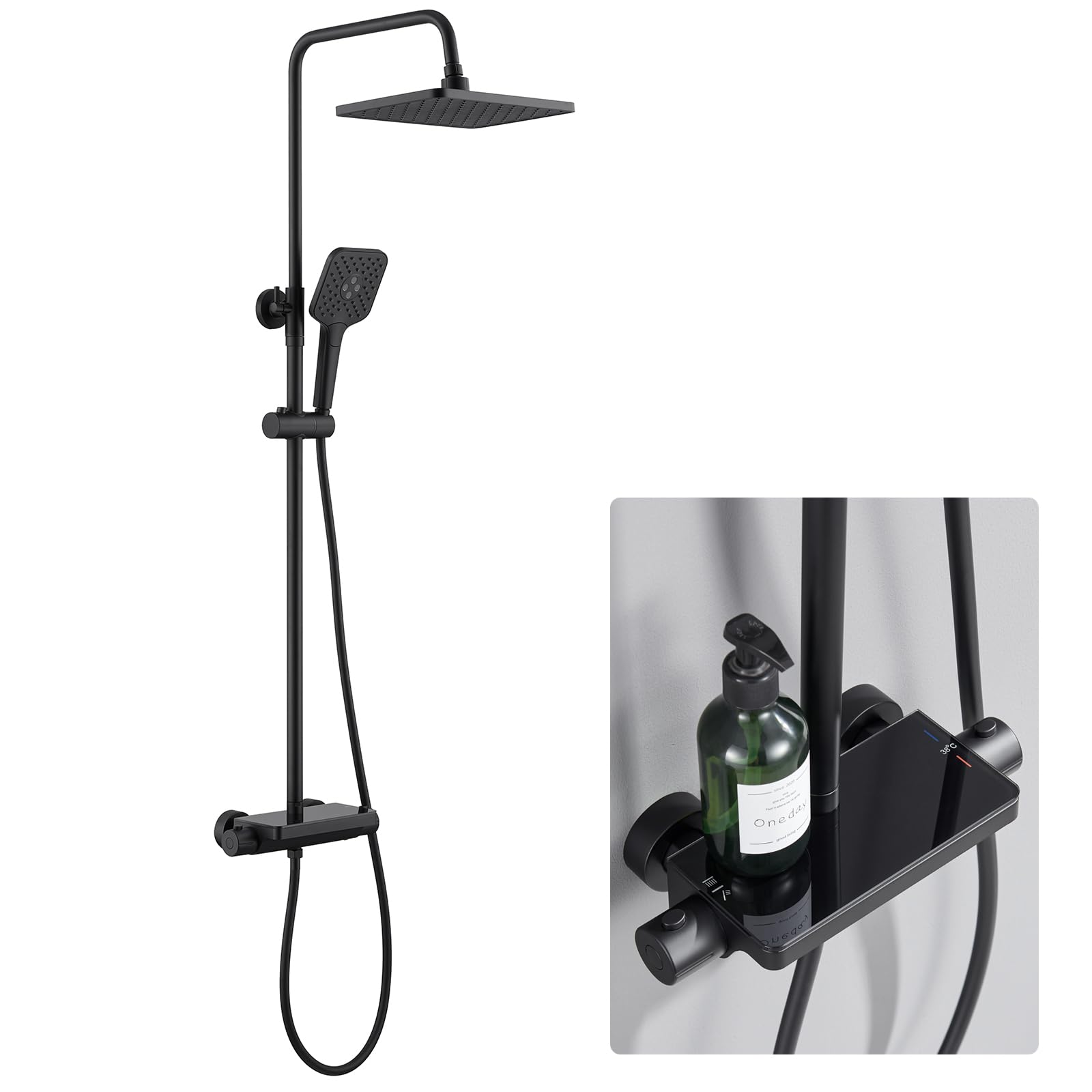 Colonne de douche thermostatique Auralum avec ciel de douche 30,5cm et étagère
