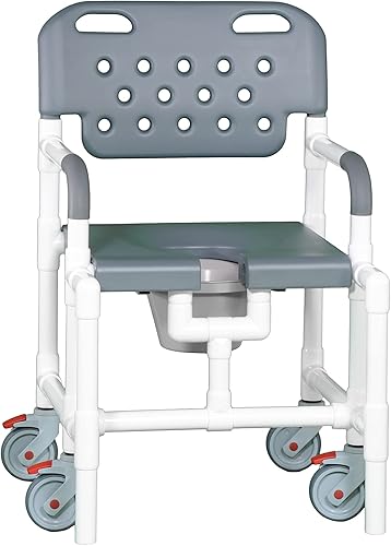 PLT8250 MS Silla de ducha con ruedas de tamaño mediano para usar sobre el inodoro, en la ducha y como un comodín de mesa... (gris)