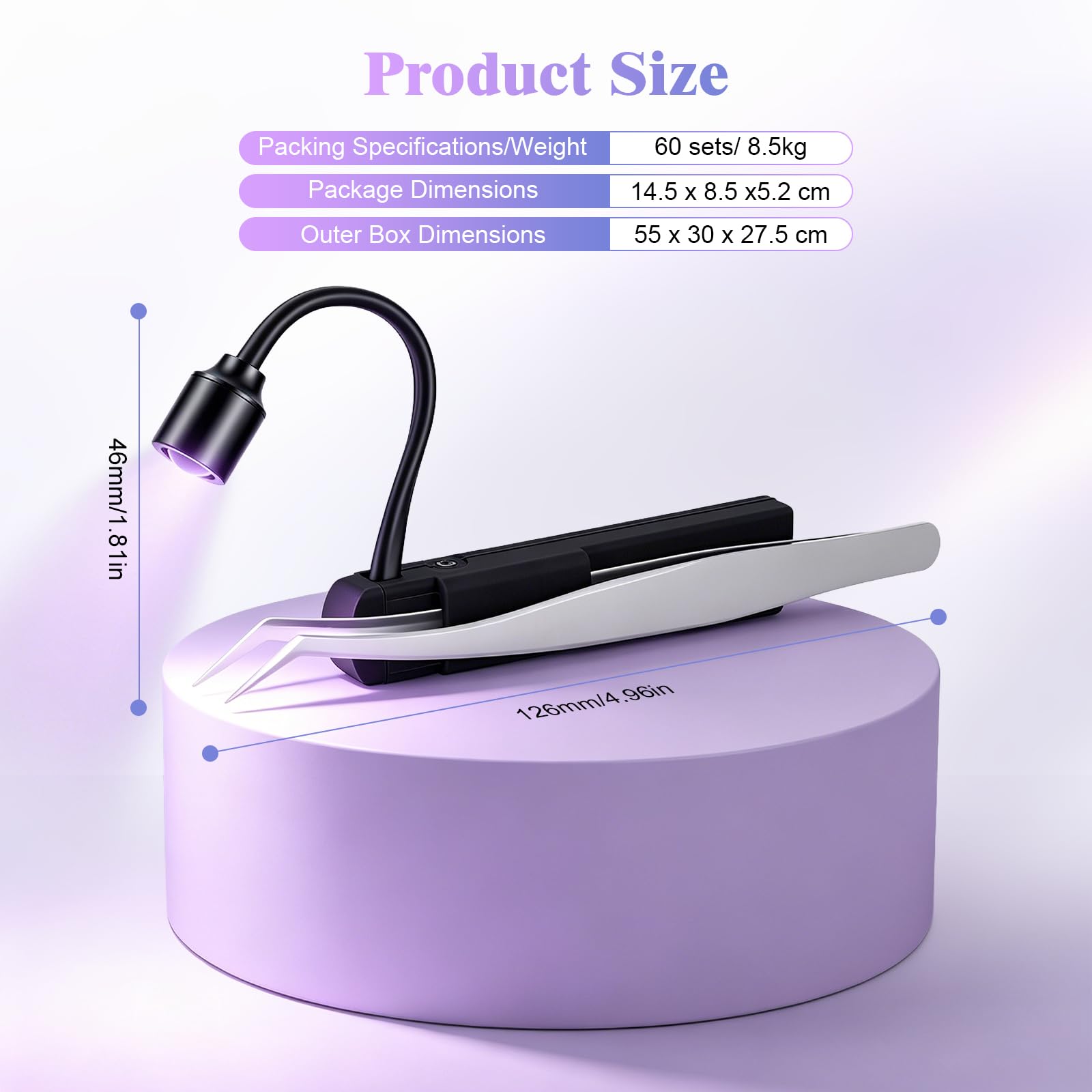 Mini UV Lampe Wimpernverlängerung, 1 W Hand-UV-Lampe mit Pinzette