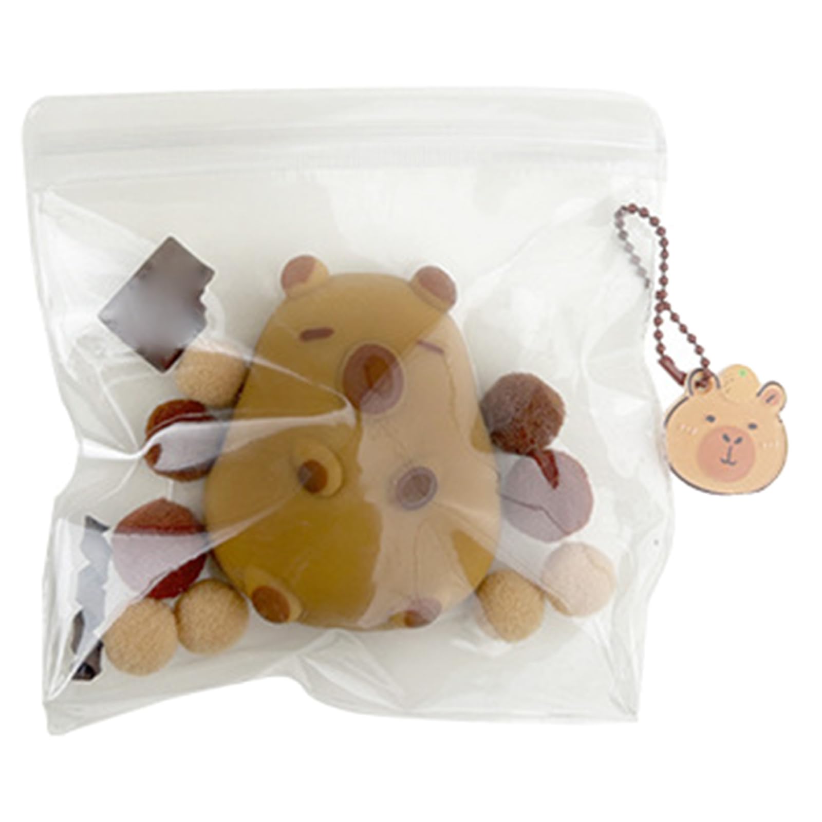 Ksikdeg 2 Capybaras Stress Relief Squeeze Toy Keychain Flexible Capybaras Squeeze Keychain Unique Bag Accessory