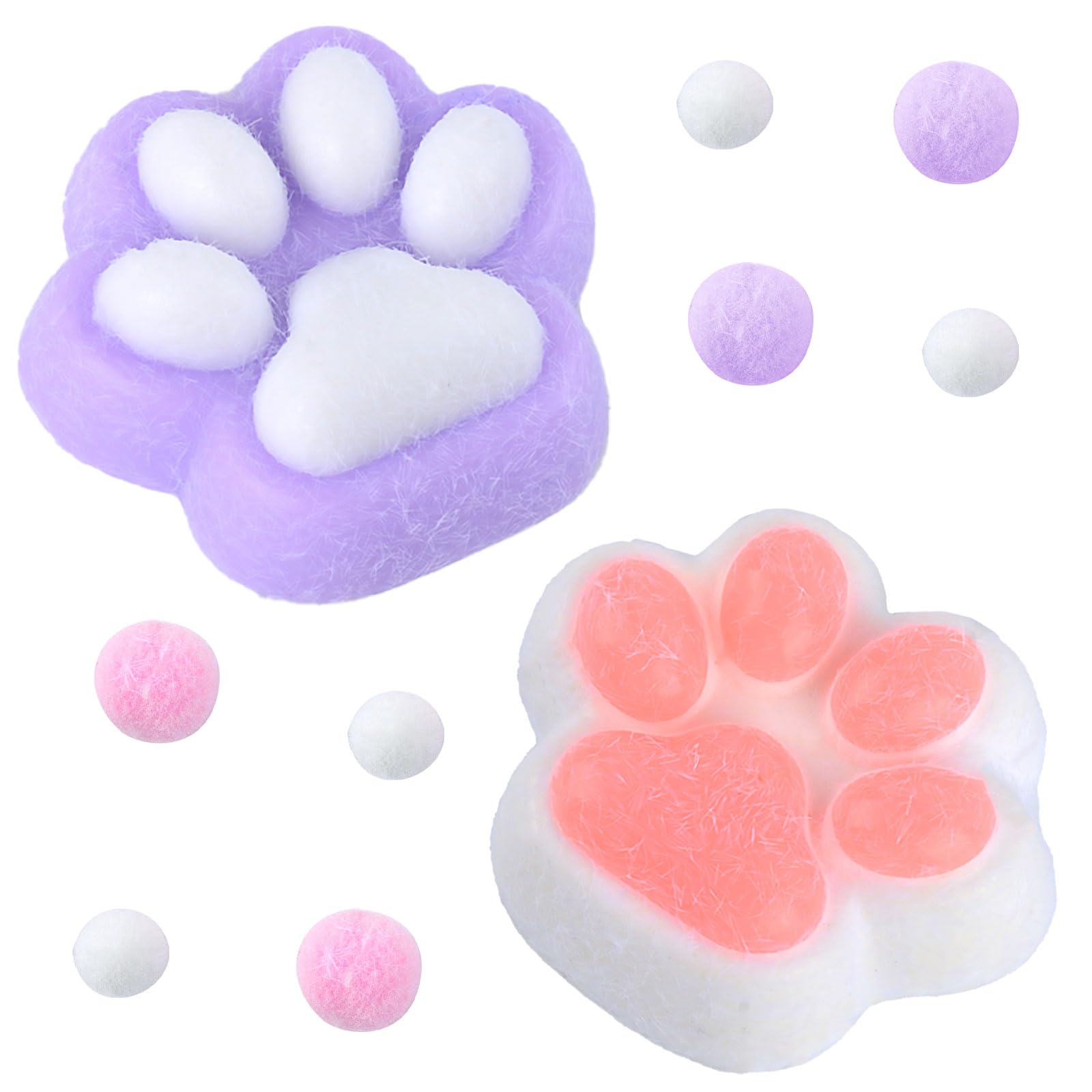 Jouet à Presser Patte De Chat - 10 Balles Anti-stress Douces Et Mignonnes