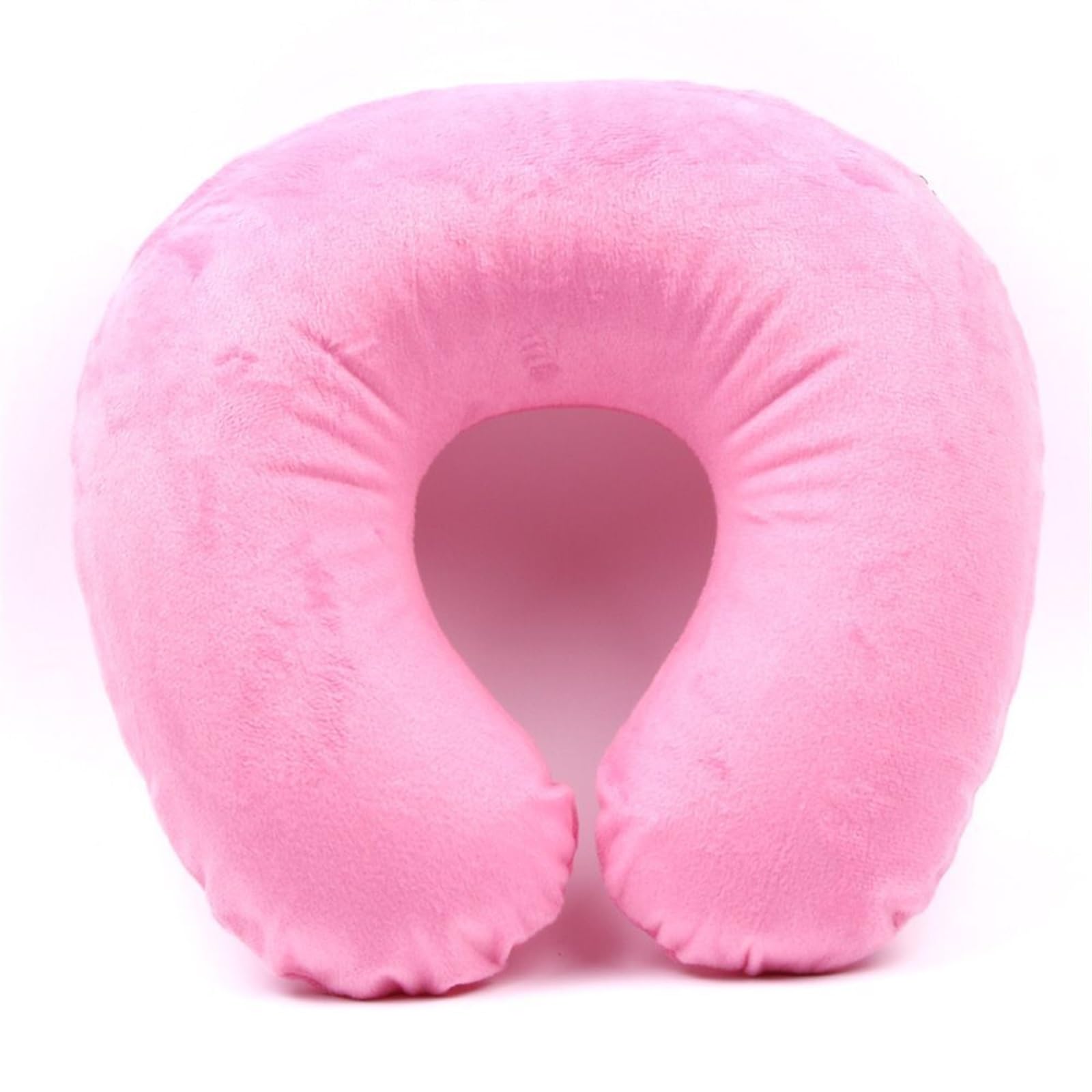 YShiuoL Neck Pillow Neck Pillow Flocking Plush Fabric Cover Inflatable Outdoor Travel Cushion U-Shaped Accessories Nap(Pink)