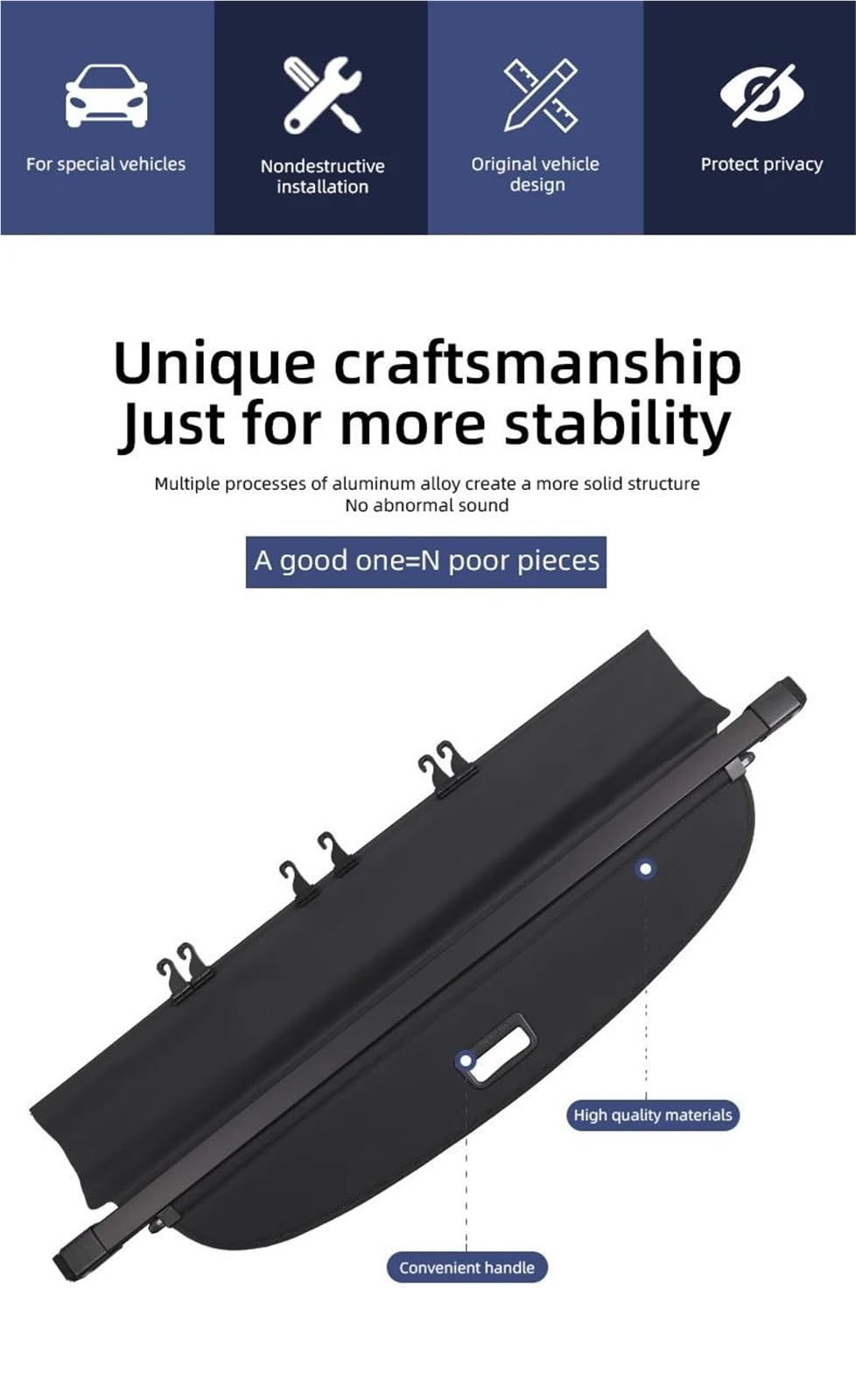Plage Arrière Couverture De Coffre Rétractable, Porte-Colis, Bouclier Étanche, Accessoires De Voiture pour Ford pour S-Max 2006 – 2018(Look de Carbone)
