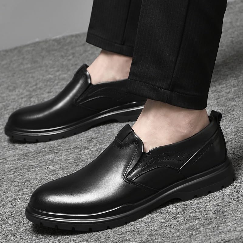 Men Formal Leather Oxford Dress Shoes Pointed Toe Brogue Slip-On Classic Business Comfortable Wedding Non Slip Durable Tuxedo Genuine Leather3