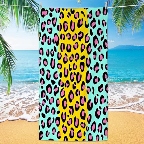 Brand-gangdiude Toalla con Estampado de Leopardo para Hombre y Mujer Manta Suave Secado rápido Absorbente Sin Arena Toalla de Playa para Ducha Yoga y natación