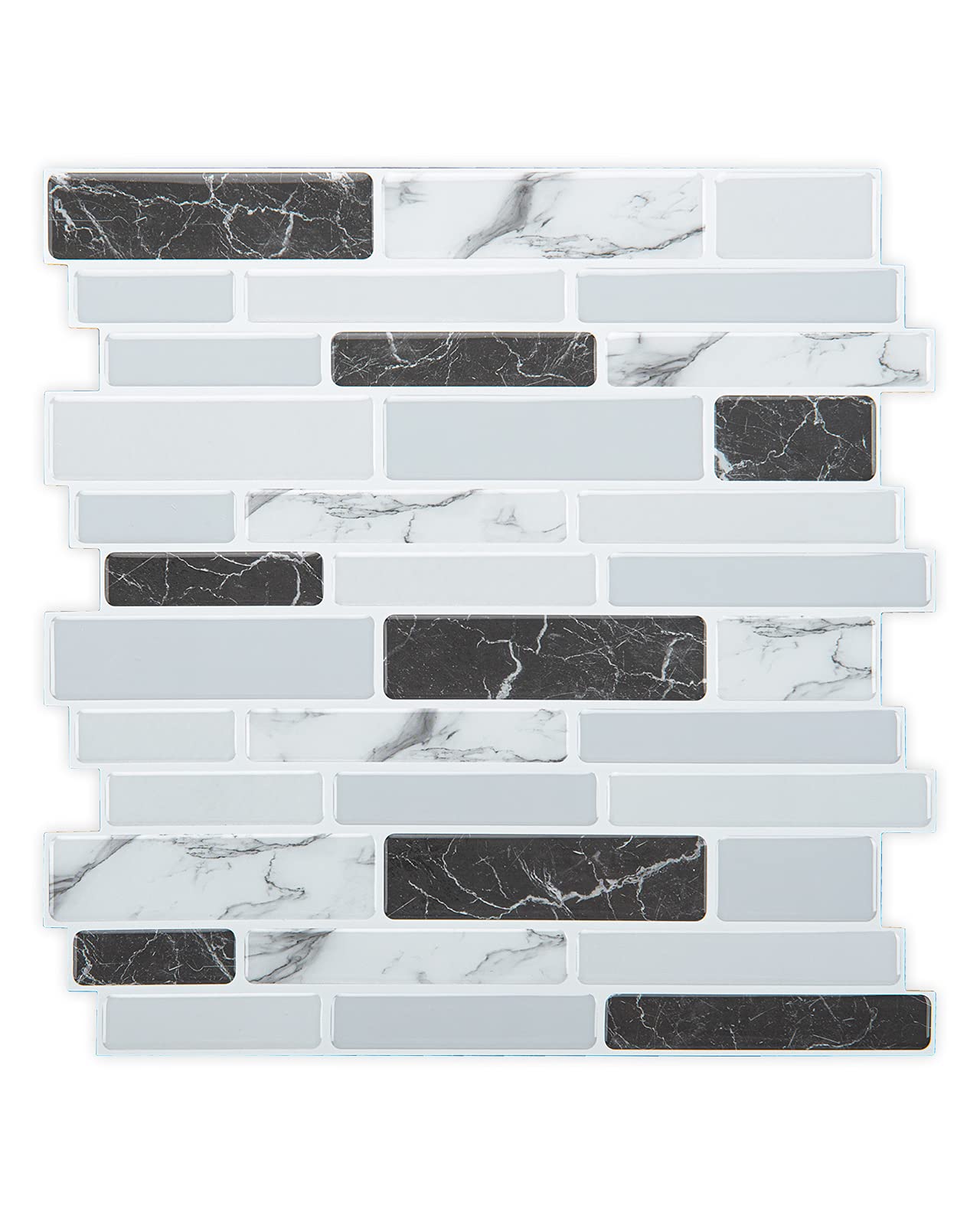 Art3d Thick Peel-and-Stick Kitchen Backsplash Tile, 10-Sheet Marble Design Self Adhesive Wall Tiles for Kitchen Bathroom Back Splash - Grey