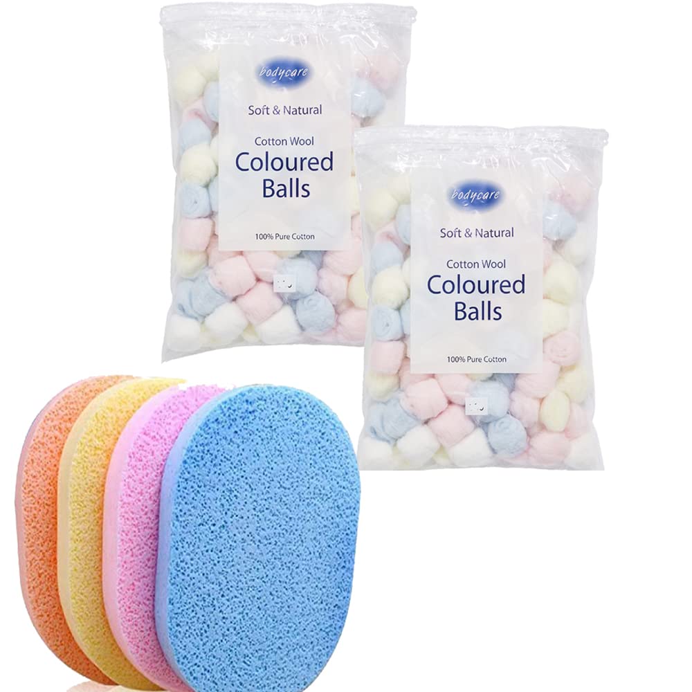 ( 50 x 2 ) 100 Pcs Cotton Balls Makeup Cotton Balls Degreasing Cotton Ball for for Face Cleansing & Makeup Removal Beauty Salon Home Use with 2 pcs Cleansing Sponges-image-23