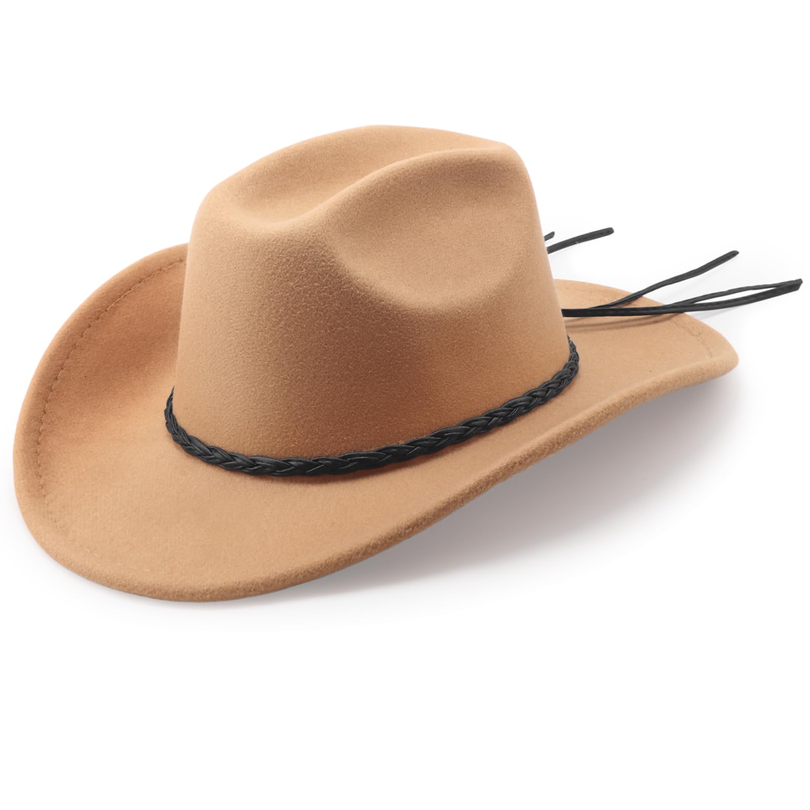 DRESHOW Chapeau de Cowboy pour Femme et Homme Le Rancher Western Chapeau en Feutre Chapeaux Fedora à Large Bord Façonnable Extérieur avec Boucle de Ceinture Rétro Unisexe Chapeau Roulé