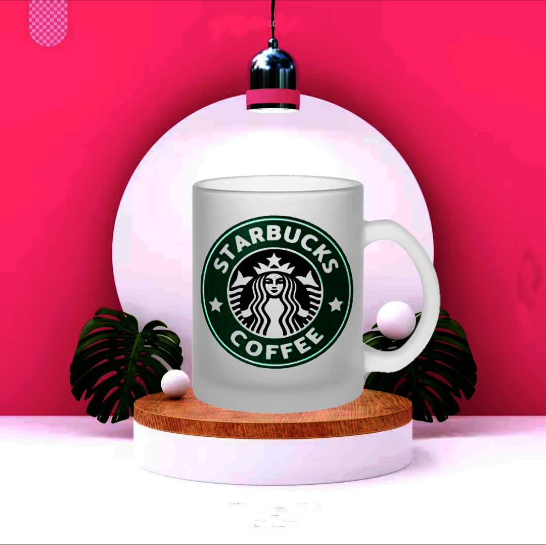 V Kraft "Coffee Quote Printed Trendy & Stylish froasted Glass Coffee & Tea Mug | Gift for Anyone on Any Special Occasion |Coffee Mug & chai Cup | Pack of 1| 330 ml