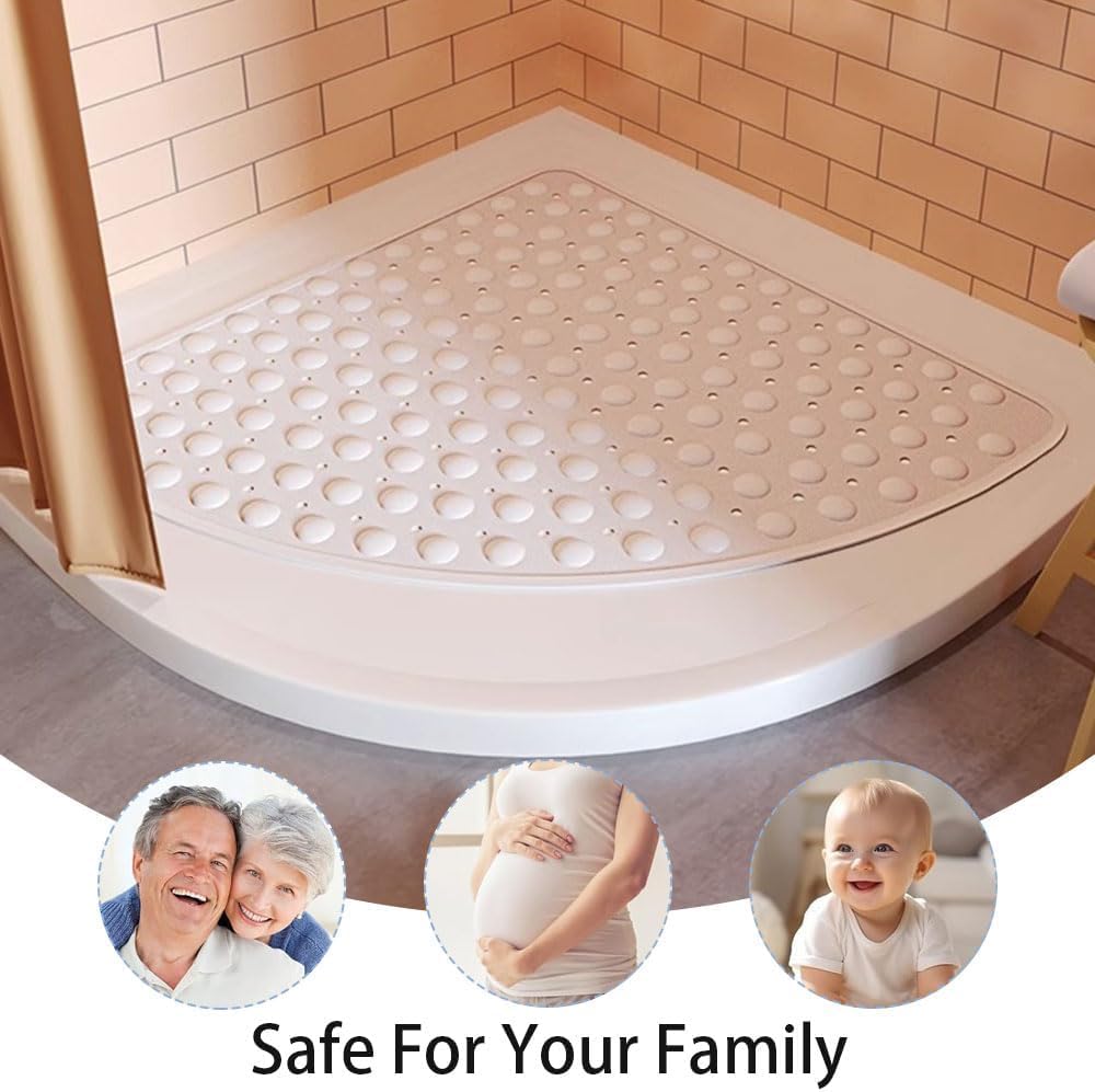 Tappetino da doccia antiscivolo Tappetini da bagno e doccia con ventosa | Beige,70x70cm