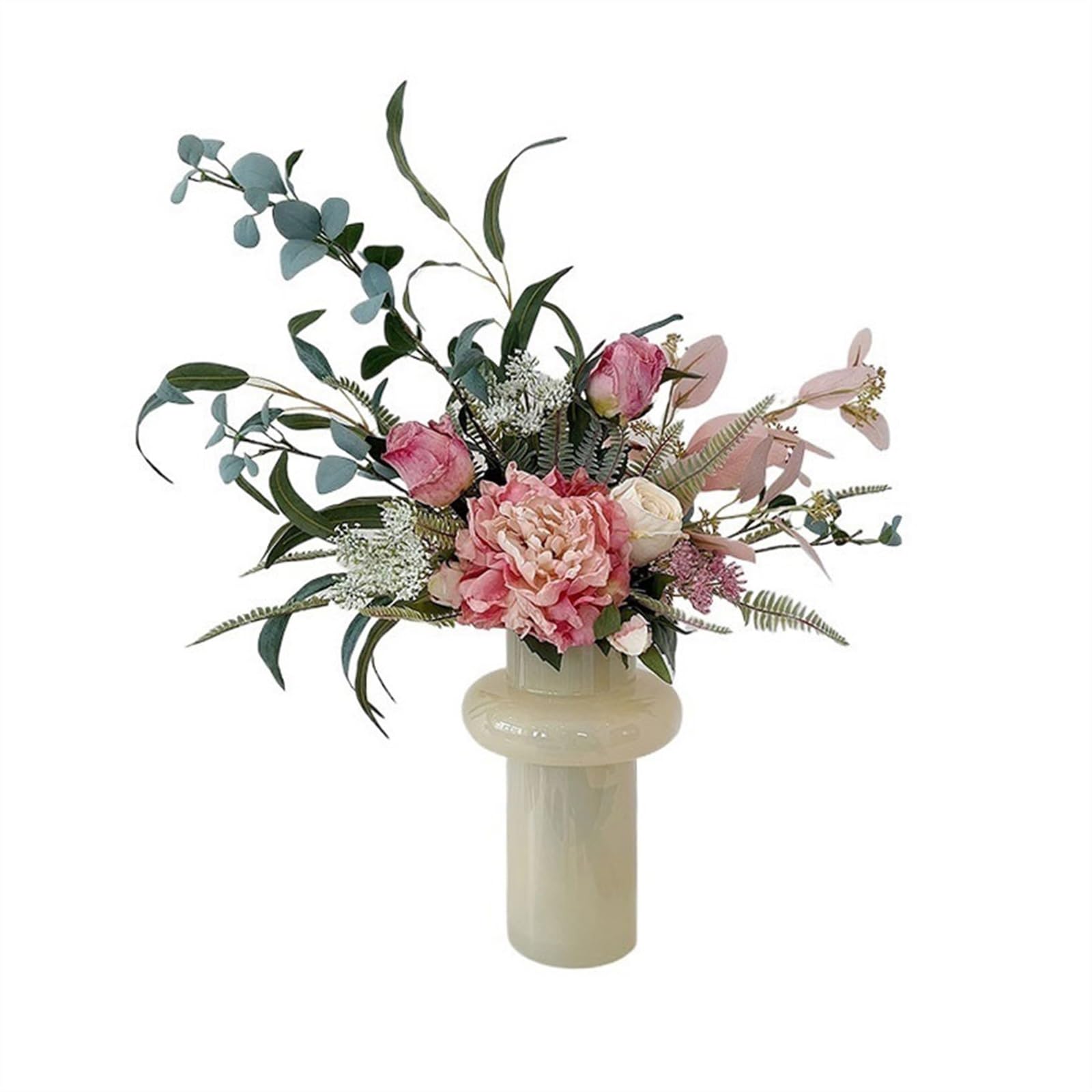 CFY652 Floral Arrangements Home Dining Table Coffee Table Decorative Flower Arrangement Silk Flowers Simulation Flowers Peony Floral Art Pink Bouquet Weddings(1)