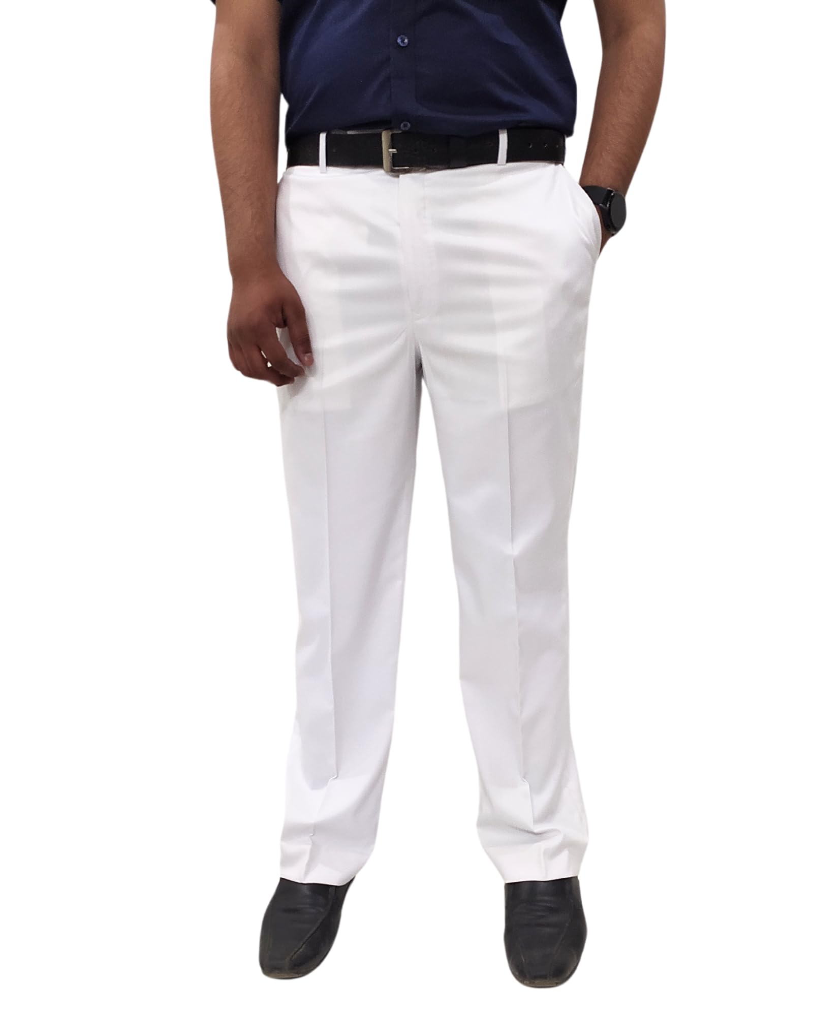 Men's Regular fit Formal Flat Front Trousers-picture-29