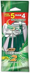 BIC Aparelho De Barbear Comfort 2 Pele Sensível C/ Fita Lubrificante 884626 Embalagem Leve 5 Pague 4