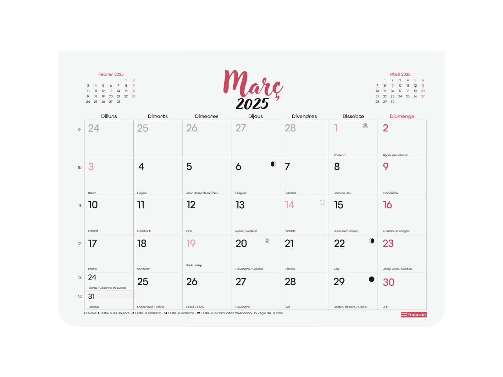 Exacompta 33214E - Calendario Mensual Con Hojas Desmontables (13 X