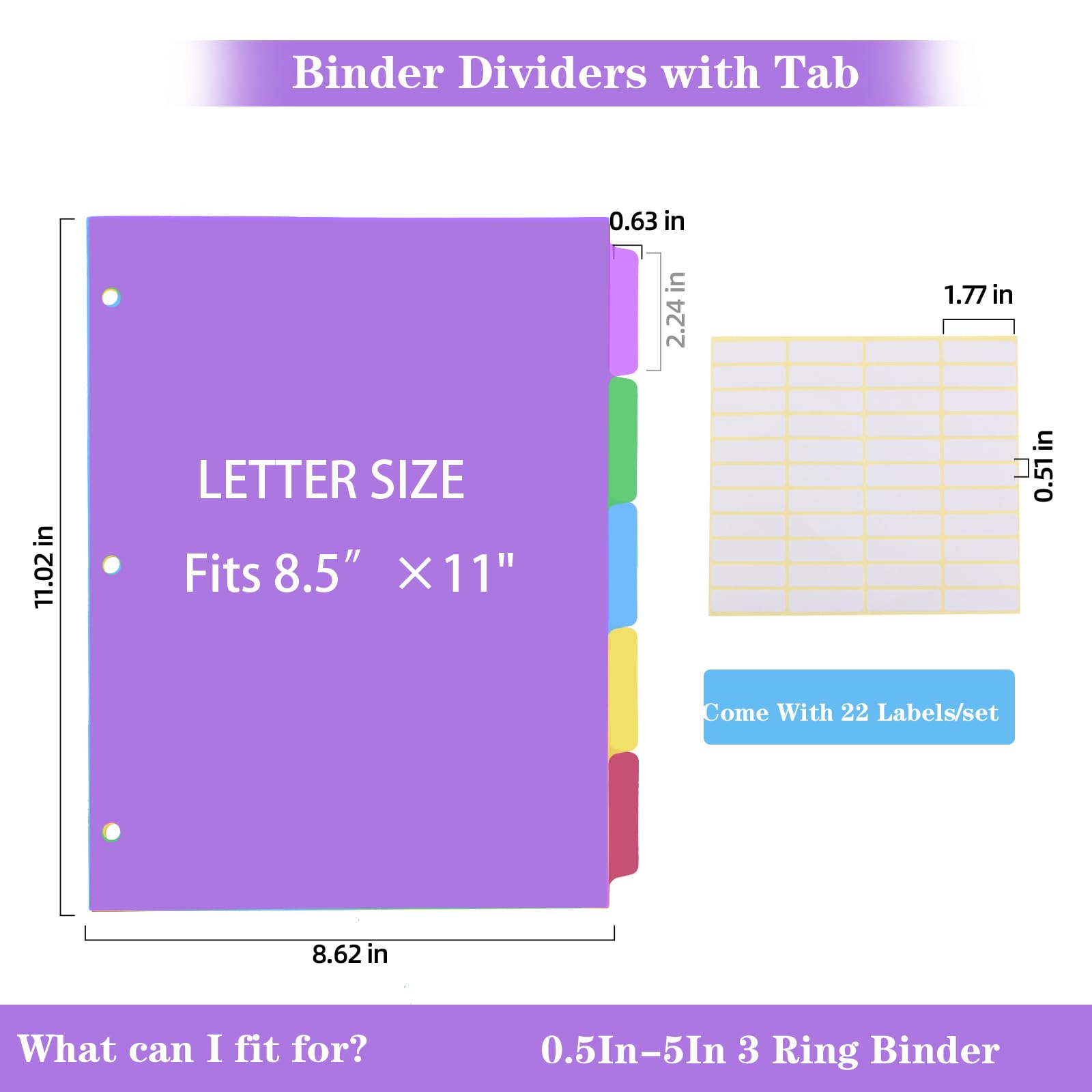 Snapklik.com : 3 Set Dividers For 3 Ring Binders,5 TAB Binder Dividers ...