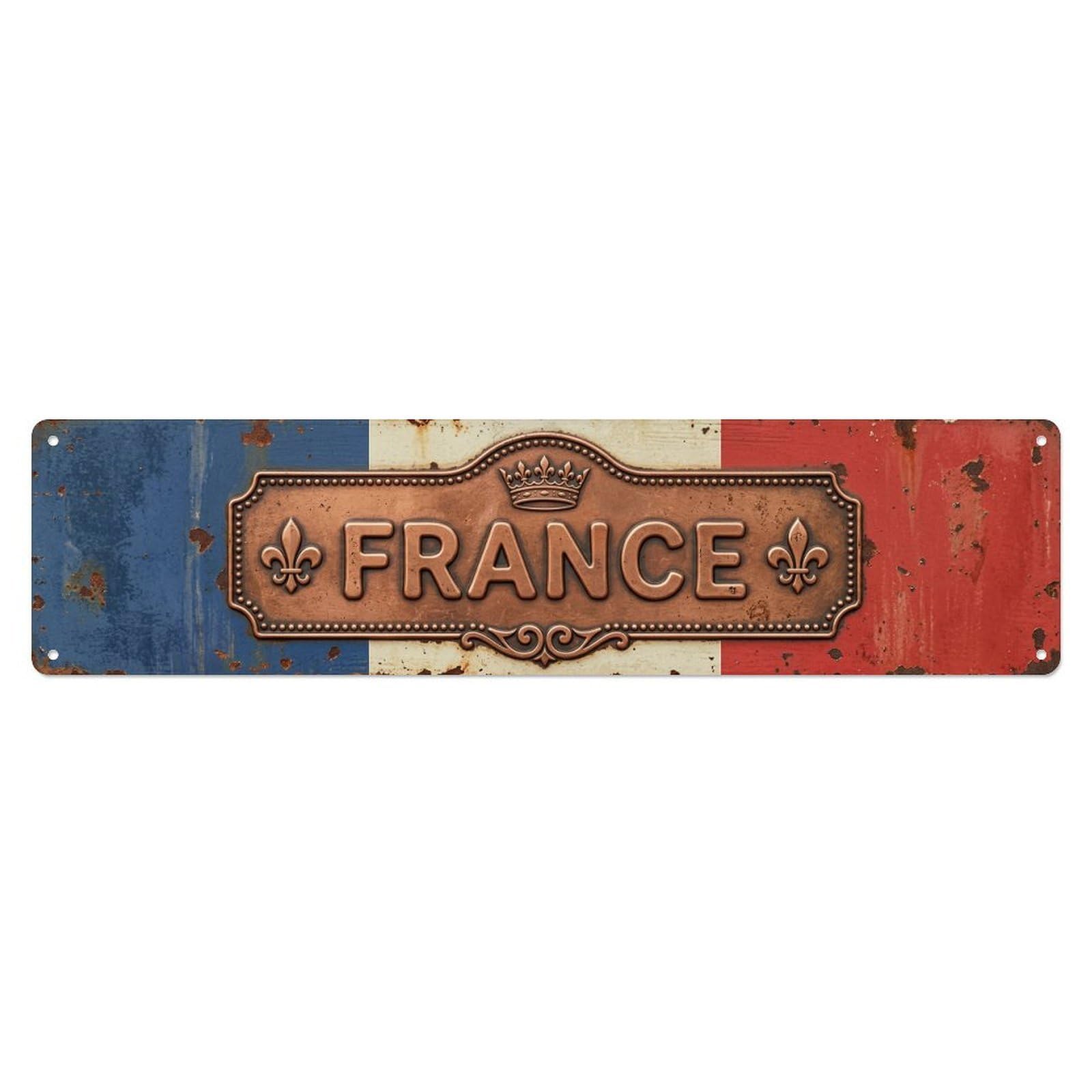 Okahys 4X16inch(10X40cm) France Flag Kitchen Antique Vintage Metal Tin Sign