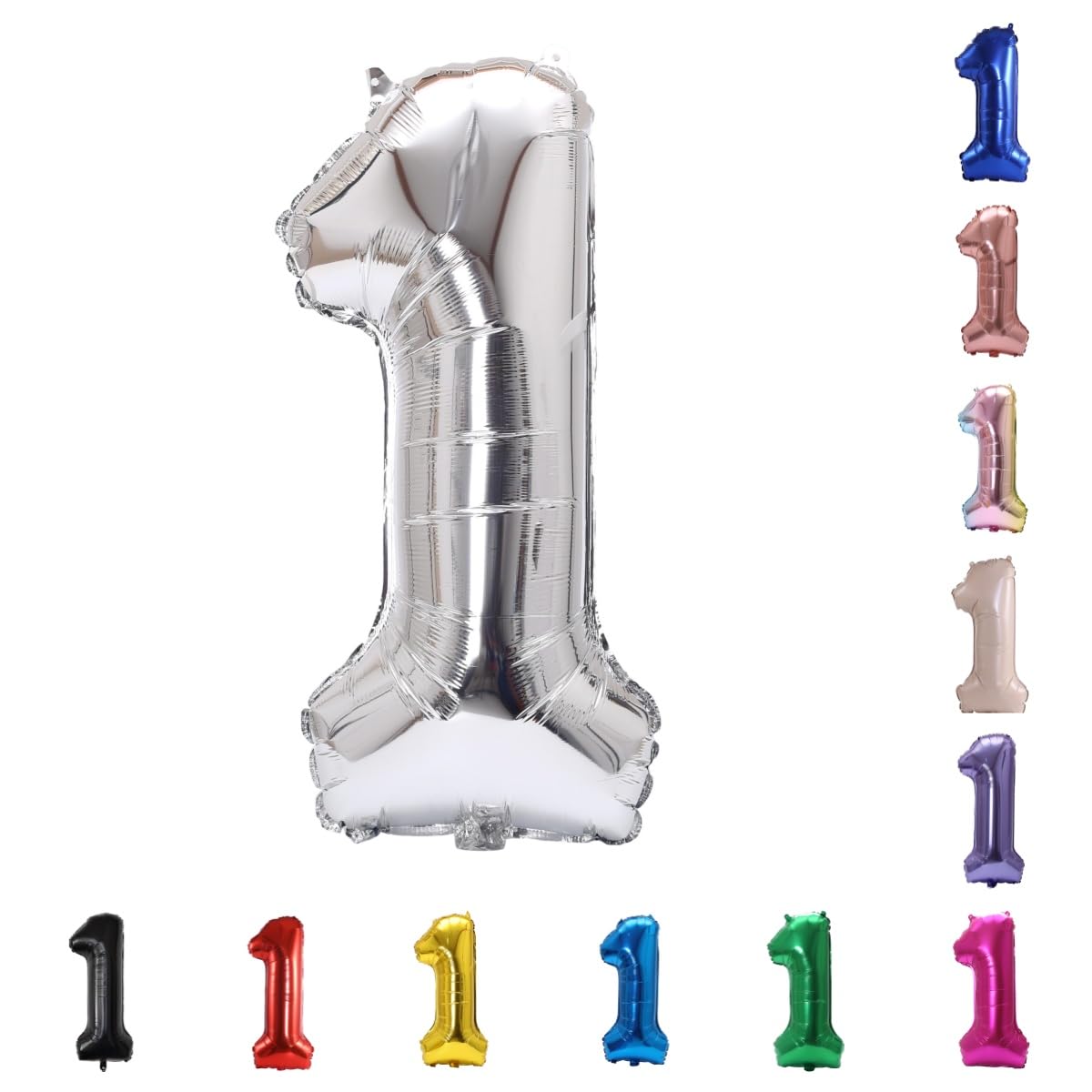 YPSelected 32 Inch Large Foil Helium Number Balloon Birthday Wedding Party 0-9 (Silver, 1)