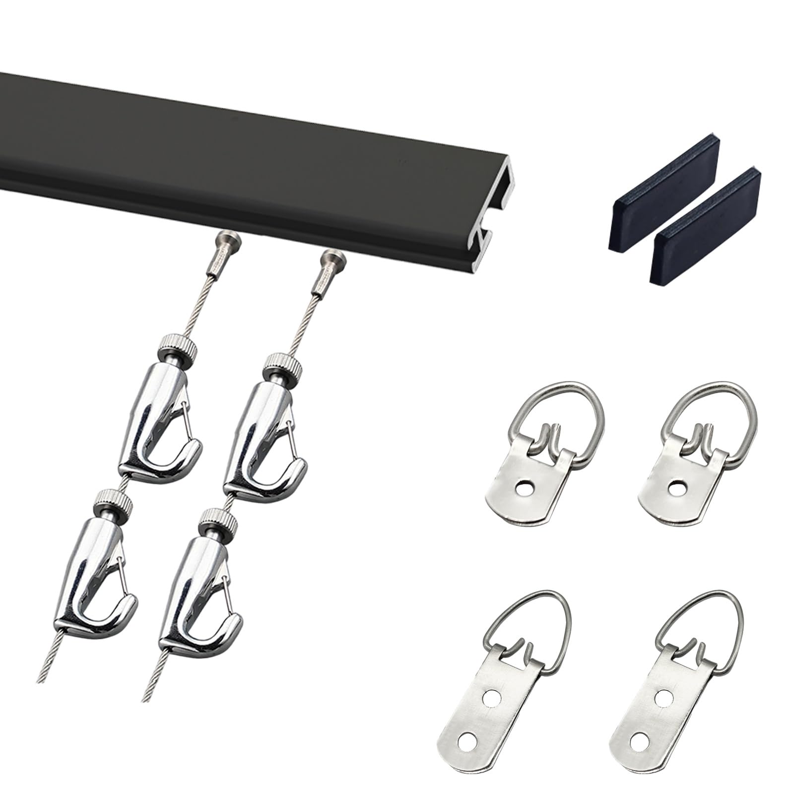 bilderschienen aufhängesystem Schwerlast Schwarz Draht Zum Aufhängen Von Bildern 1/ 1.5/ 2/ 3 M, Kommerziell Galerie-Kunst-Wandschienen-Set Für Büro/ Museum/ Schule, Mit Befestigungsmaterial(1.2m/3.9'