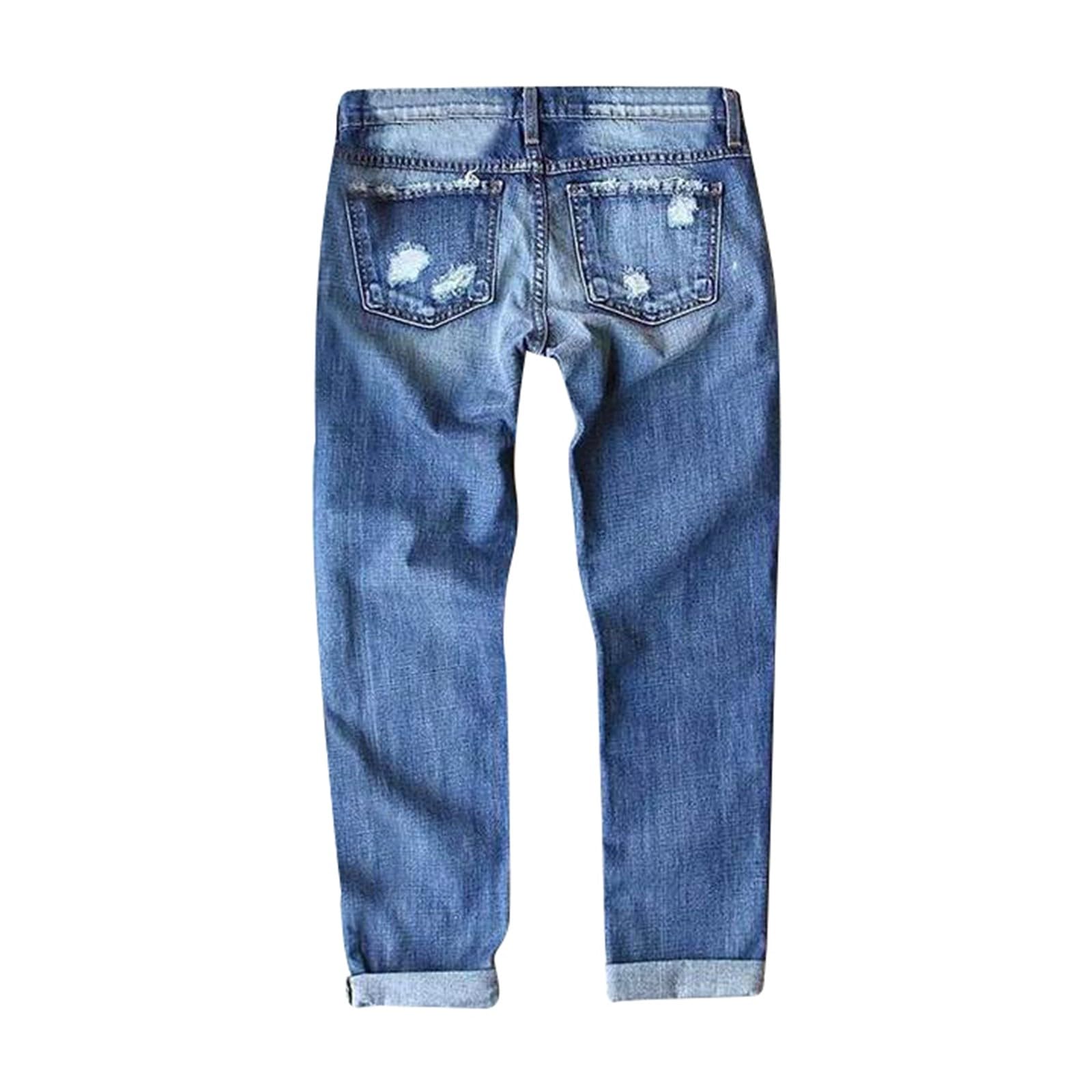 Jean Femme Large Straight Pantalon En Denim Elastique Flared Bootcut Extensible Vintage Décontractés Extensibles droit pour avec impression festive et finition délavée une décontractée tendance