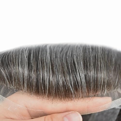Miniatura 10 de Tupé de cabello humano para hombre, encaje suizo para hombre, postizo de monofilamento fino, sistema de reemplazo de cabello protesis capilar para