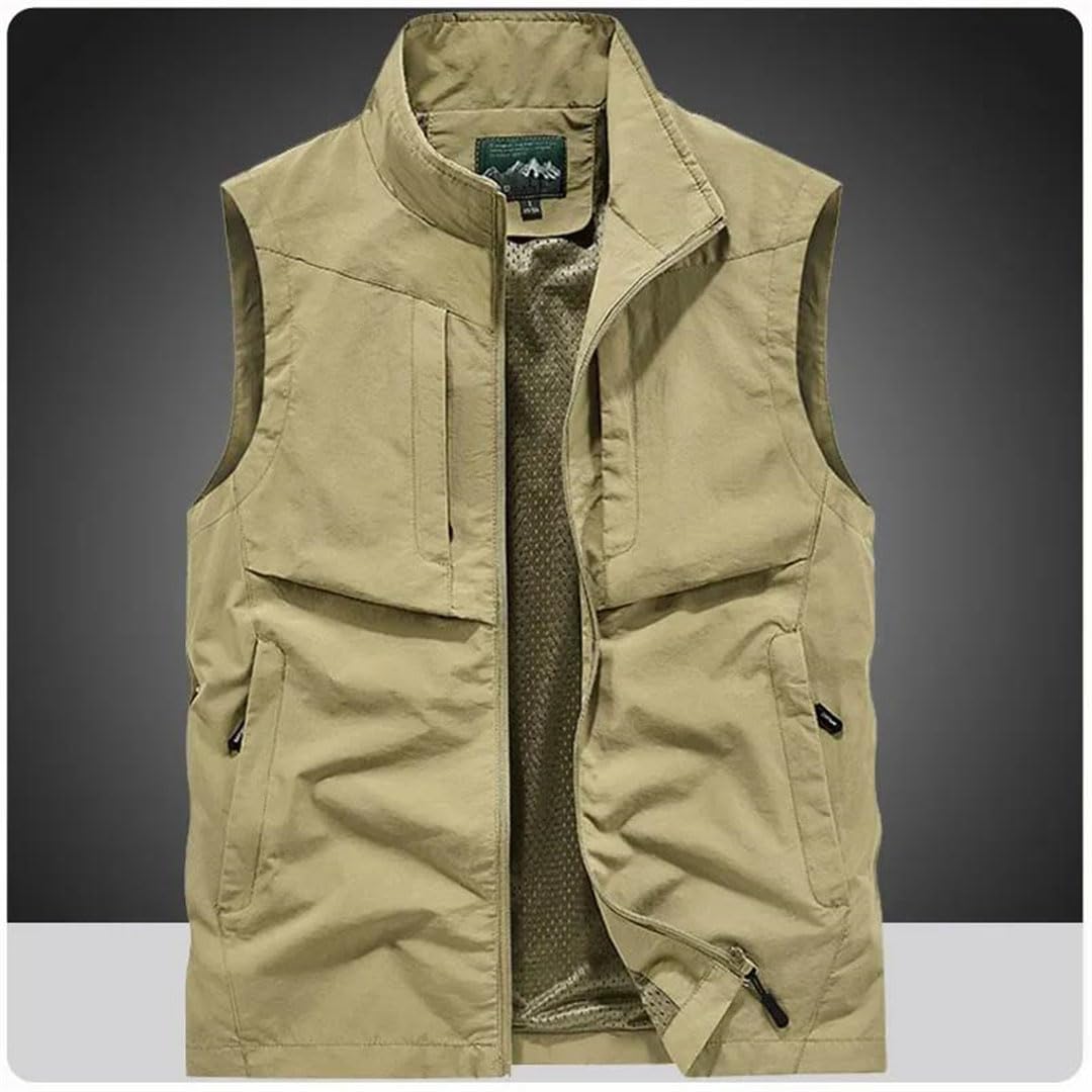 Chaleco de pesca para hombre, talla grande, secado rápido, para caza, viajes, gimnasio, correr, deportes, sin mangas, chaleco de malla
