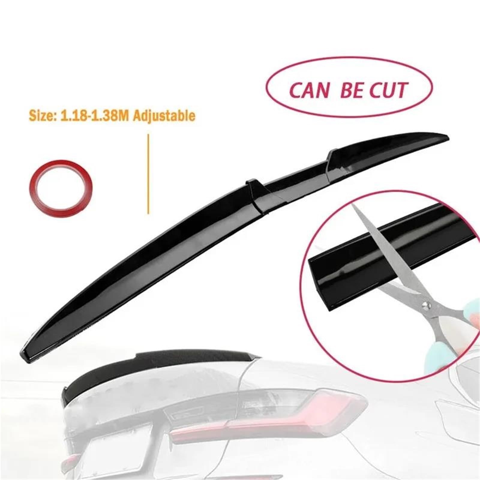 Spoiler Bagagliaio Accessori Per A4 B8 2003-2013 Spoiler Lip | Coperchio alare spoiler bagagliaio posteriore auto lunghezza fai da te 3 pezzi plastica morbida nera opaca(Sty2 Matt Black)