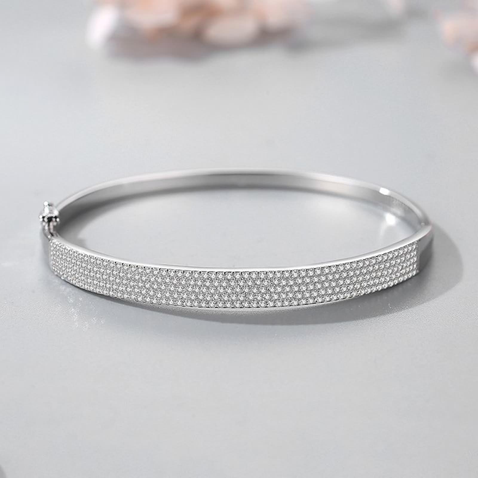 Pulseras para mujer, bonitas pulseras de moissanita pavé de oro blanco, joyería bohemia para mujer