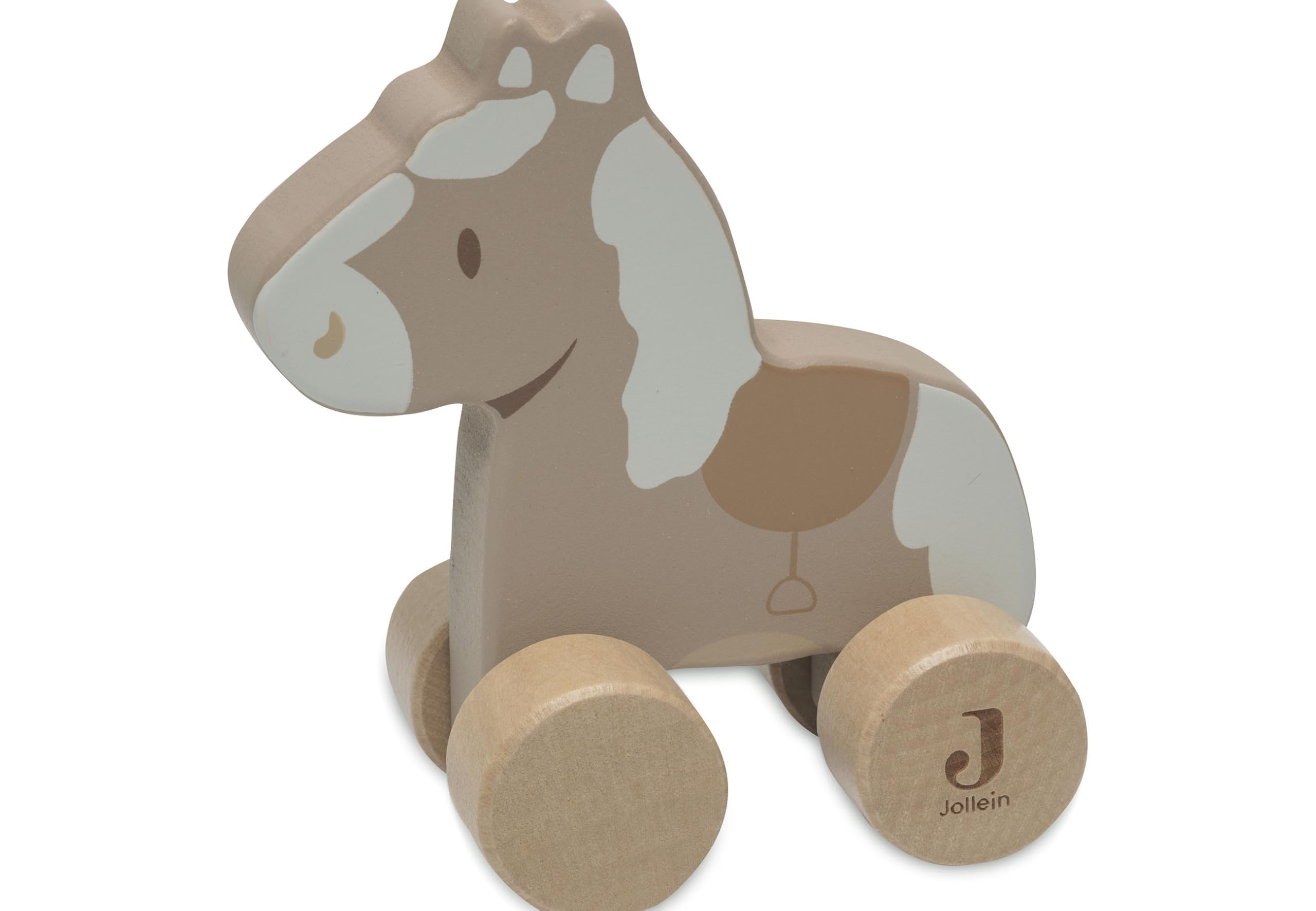 Jollein 112-001-67103 giocattolo in legno su ruote, cavallo