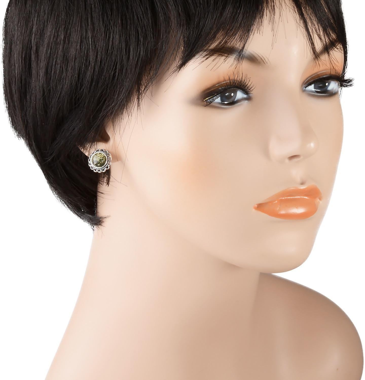 Amber Earrings - Baltic Green Amber Stud Post Back Earrings "Anika" - Sterling Silver Jewelry Collection - Image 2