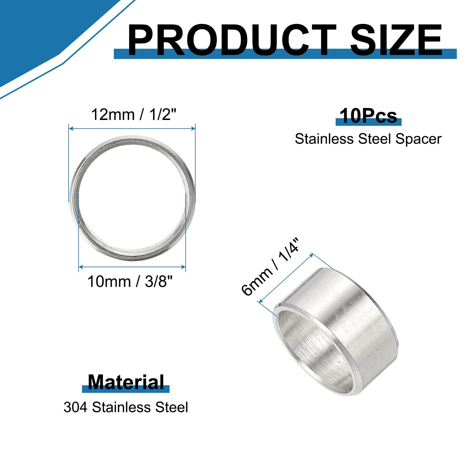 PATIKIL 304 Stainless Steel Spacer - Image 2