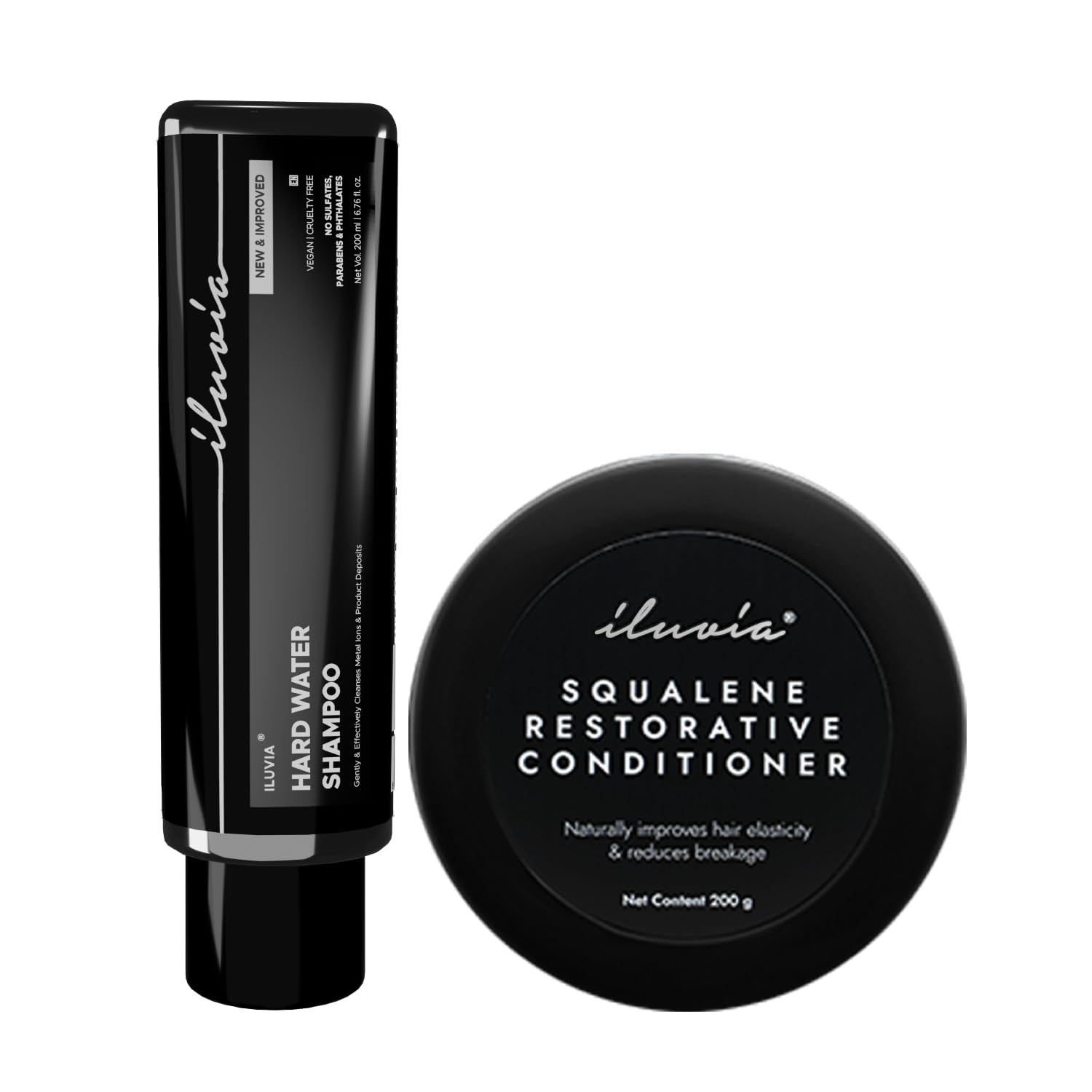 iluvia Professional Basic Haircare Combo - Hard Water Shampoo 200 Ml & Squalene Restorative Conditioner, 200 Gm (Pack of 1)
