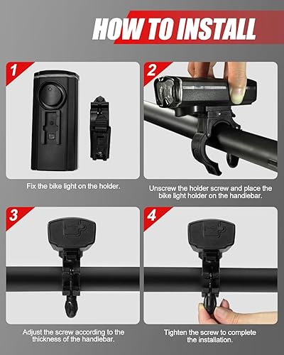 Miniatura 7 de Bike Lights, 6+4 Modes Rechargeable Type-C Bike Light for Night Riding, Anti-Dazzle High Lumen LED Bike Lights Front and Rear, Bicycle Light Set