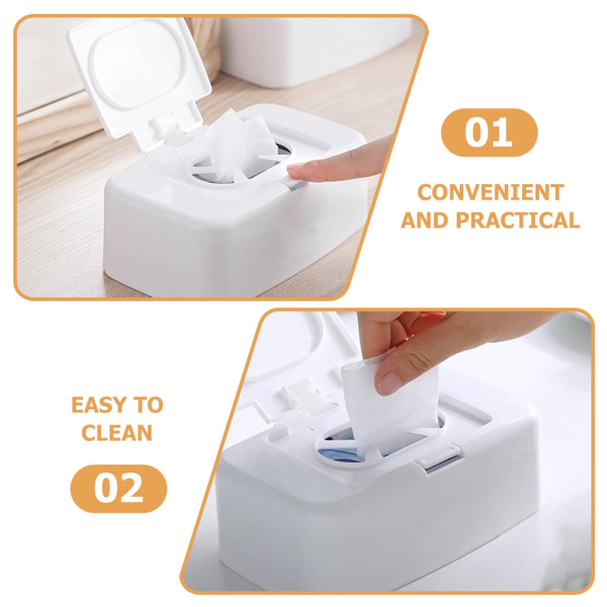 Caja de Toallitas de Plástico Pp Recargable y Portátil 4 Piezas para Almacenamiento Simple Adecuado para Coche y Cajones