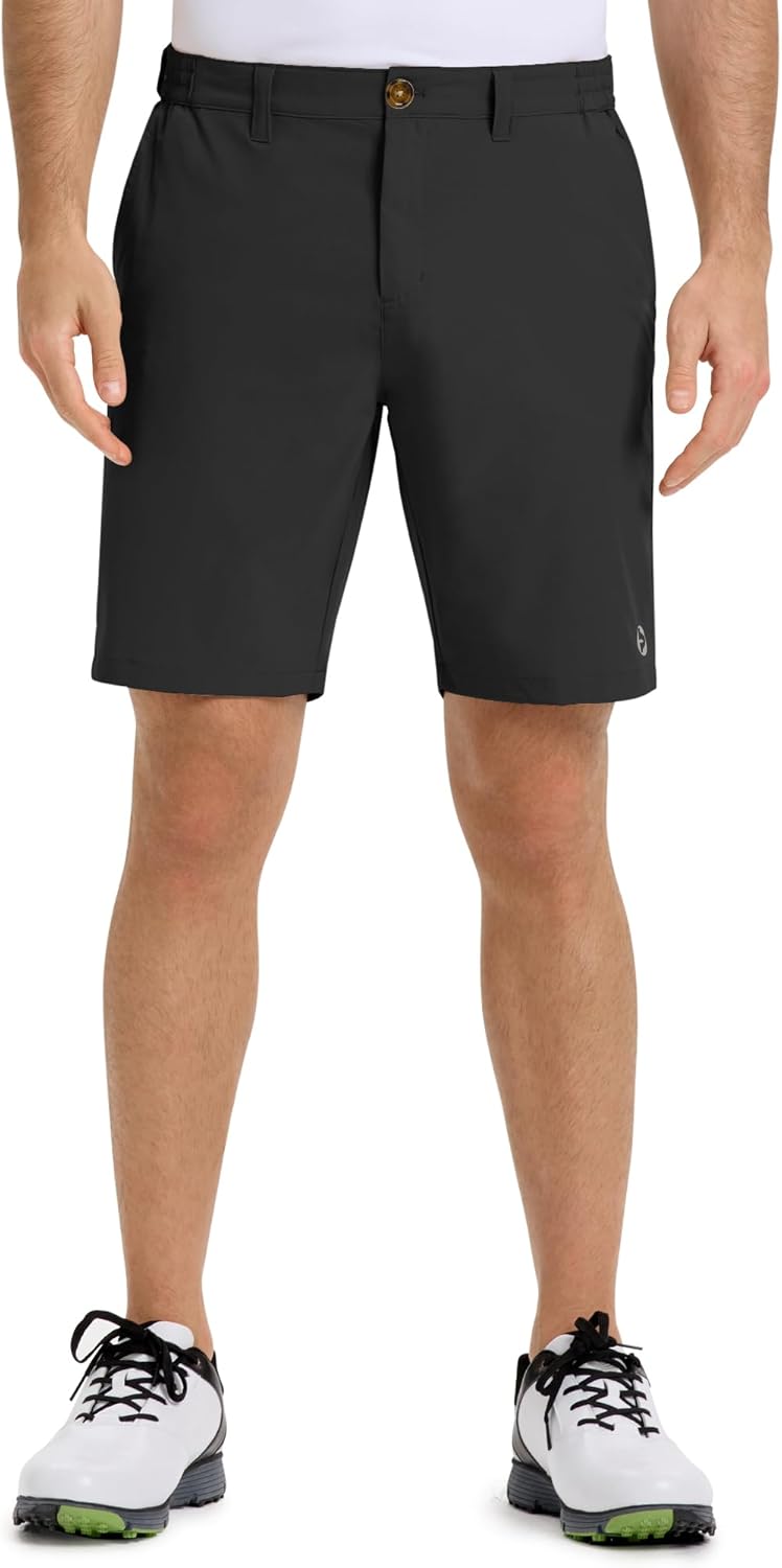 Outdoor Ventures Mens Golf Shorts 9 Inch Inseam Dry Fit Stretch UPF 50+ Lightweight Quick Dry Flat Front with Pockets