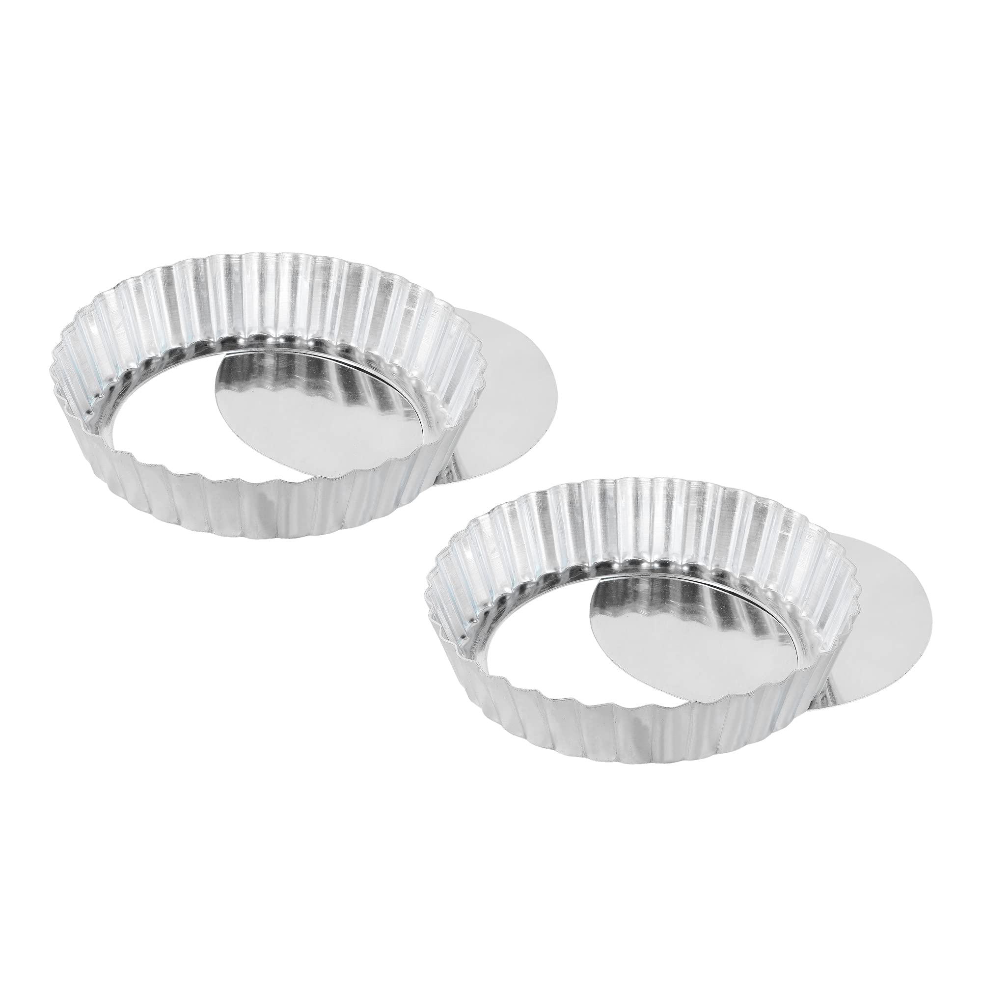 Aluminium Pie Dish Tart Pan with Loose/Removable Bottom, 6 inch Diameter Set of 2