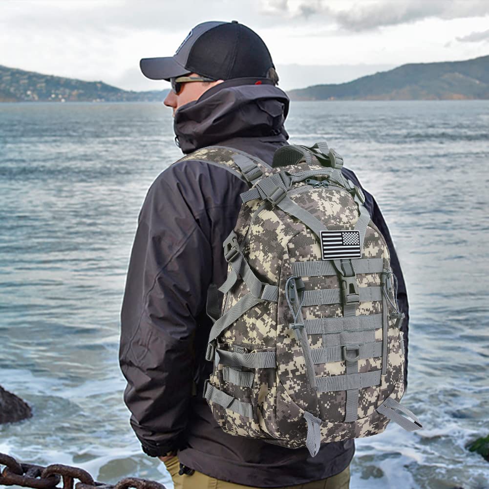 Mochila táctica de la motocicleta militar Molle bolsa EDC mochila senderismo mochilas para ciclismo camping, ACU camuflado, Pequeño, Classic 2