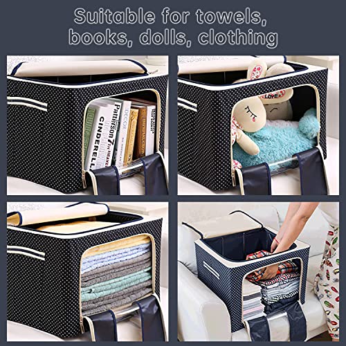 Image of Nirency Foldable & Collapsible Large 66L Garment Storage Bag For Wardrobe, Cloth Organizer Clothes Box, Saree Cover Dress Organiser (Pack Of 1) (Oxford Fabric Metal), Blue