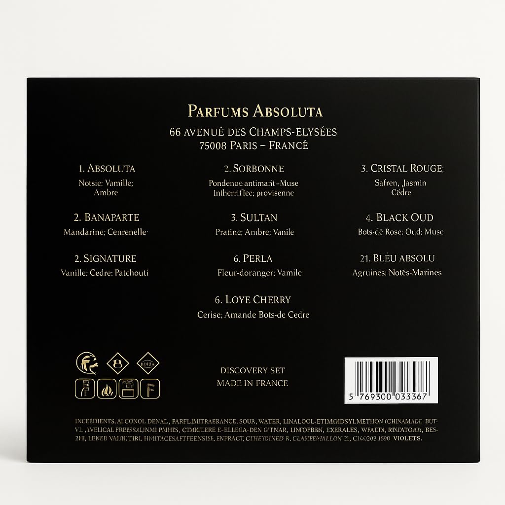 Coffret Parfums de Luxe (10 x 2ml) | Miniatures Extrait de Parfum Paris | Cadeau Femme & Homme