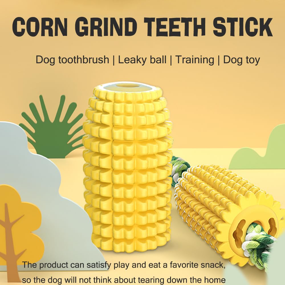 Jouet à mâcher pour chien en forme de maïs : corde dentaire flottante avec trou à friandises – TPR indestructible et corde en coton pour le nettoyage des dents, le soulagement de l'ennui