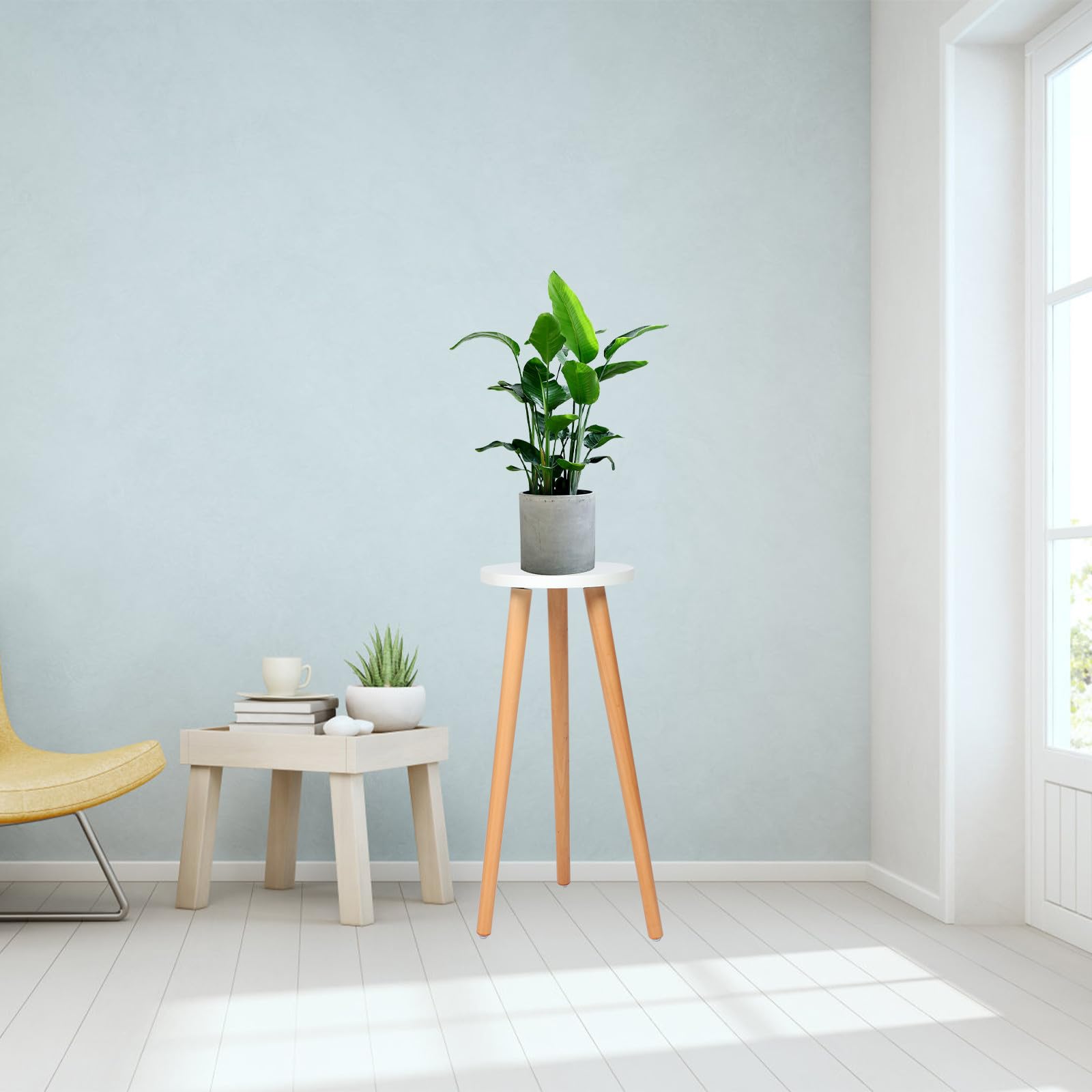 Supporto Minimalista in Legno Piante Staccabile, Rotondo, per Vaso