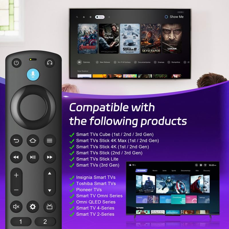 Image of Replacement Remote for FireSeries, Insignia Smart TVs Stick and TVs Cube, Voice Remote Compatible with TVs Stick(2nd /3rd Gen /Lite /4K /4K Max), Smart TVs 3rd Gen & TVs Cube(1st /2nd Gen), PRO Remote